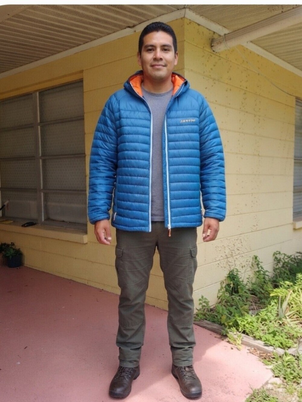 Dare2b Blue Hooded Puffer Jacket with Orange Lining